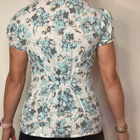 Blouse, light blue & white - Picture 3 of 4